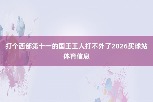 打个西部第十一的国王王人打不外了2026买球站体育信息