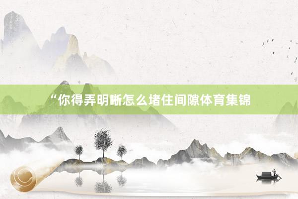 “你得弄明晰怎么堵住间隙体育集锦