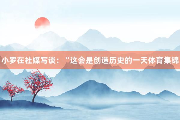 小罗在社媒写谈：“这会是创造历史的一天体育集锦
