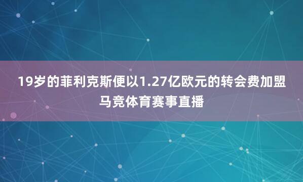 19岁的菲利克斯便以1.27亿欧元的转会费加盟马竞体育赛事直播