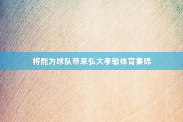 将能为球队带来弘大孝敬体育集锦