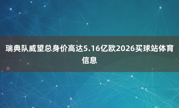 瑞典队威望总身价高达5.16亿欧2026买球站体育信息