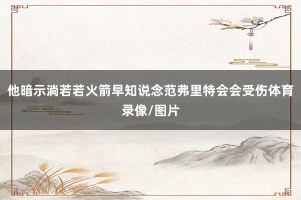 他暗示淌若若火箭早知说念范弗里特会会受伤体育录像/图片
