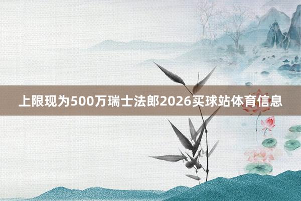 上限现为500万瑞士法郎2026买球站体育信息
