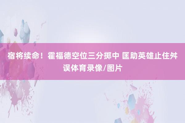 宿将续命！霍福德空位三分掷中 匡助英雄止住舛误体育录像/图片